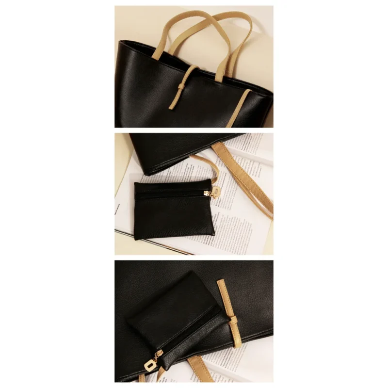  Faux Leather Bag with Zipper Closure